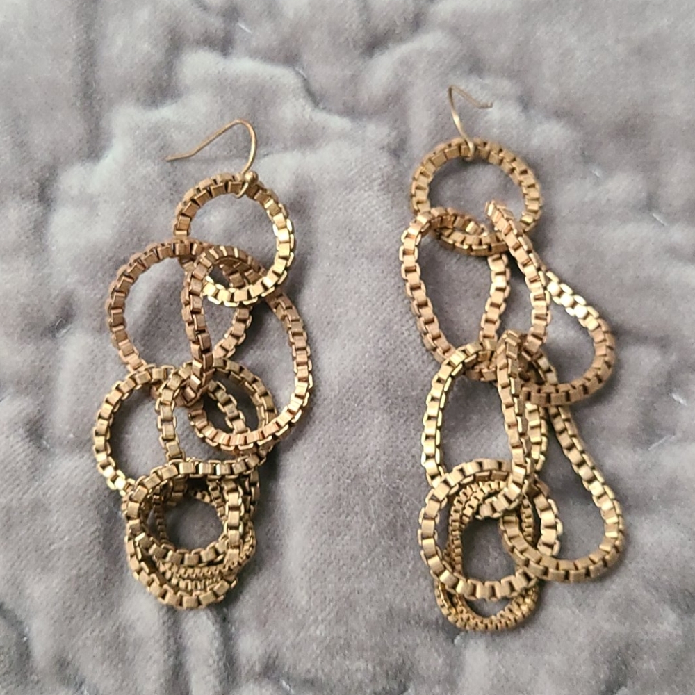 Vintage Bronze Gold Chain Earrings